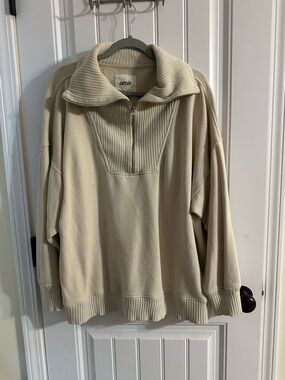 aerie Men's Half-Zip Pullover Sweater - Cream